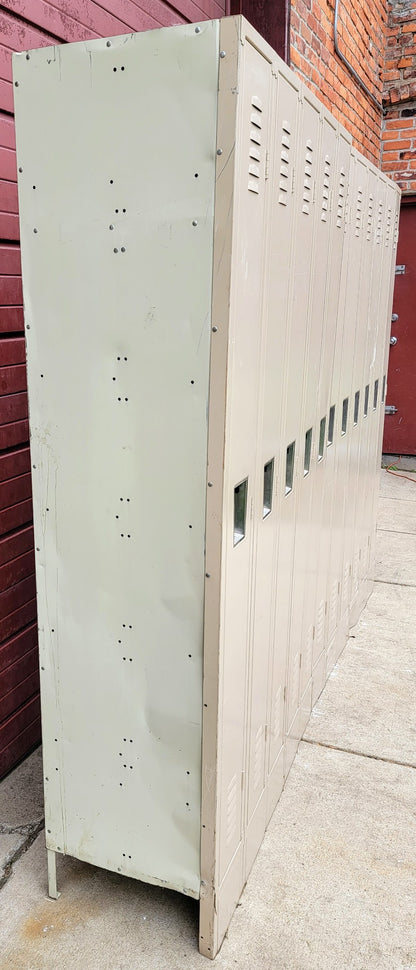 VINTAGE TWO TIER 11 DOOR LOCKER SECURITY SYSTEM 99"W x 18"D x 78"H FREE SHIPPING