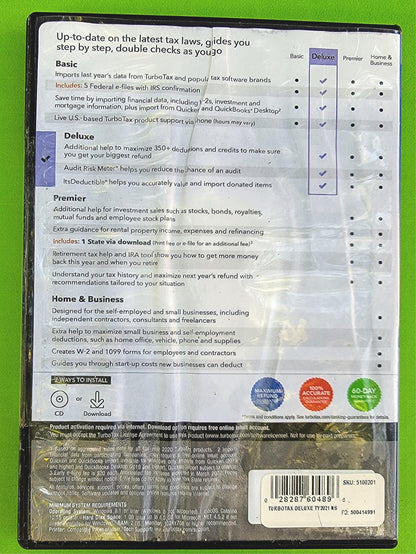 New WINDOWS MAC TURBOTAX DELUXE TAX YEAR 2021 FEDERAL RETURNS E-FILE FREESHIP