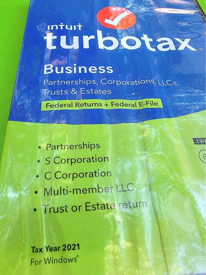 NewSealedWINDOWS TURBOTAX BUSINESS TAX YEAR 2021 FEDERAL RETURNS E-FILE FREESHIP