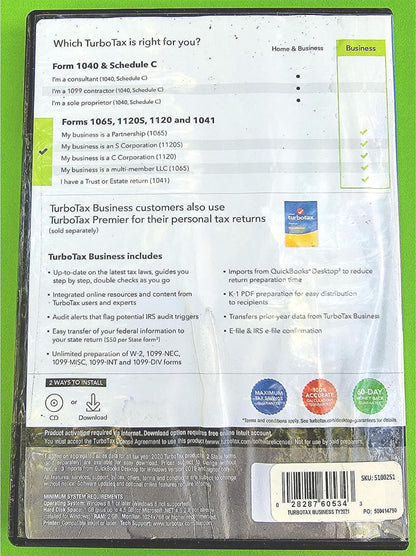 NewSealedWINDOWS TURBOTAX BUSINESS TAX YEAR 2021 FEDERAL RETURNS E-FILE FREESHIP