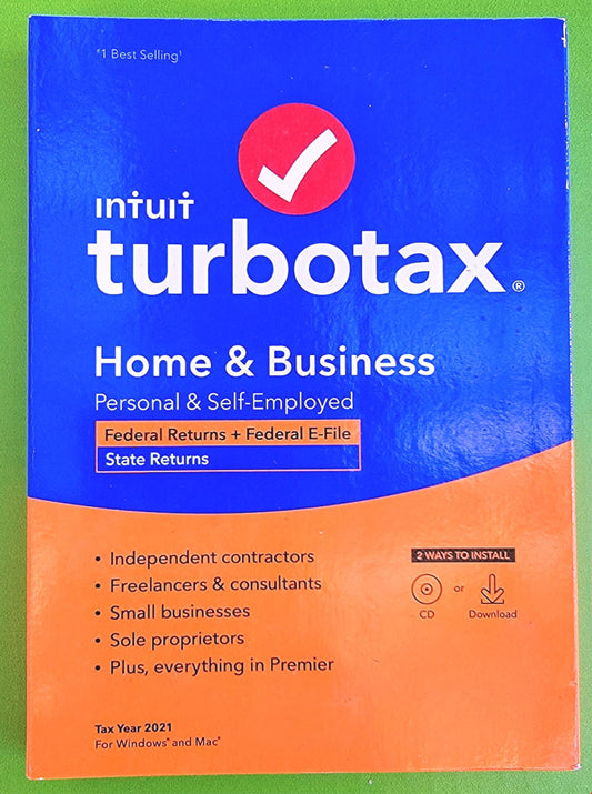 WINDOWS MAC TURBOTAX HOME BUSINESS TAX YEAR 2021 FEDERAL RETURNS E-FILE STATE