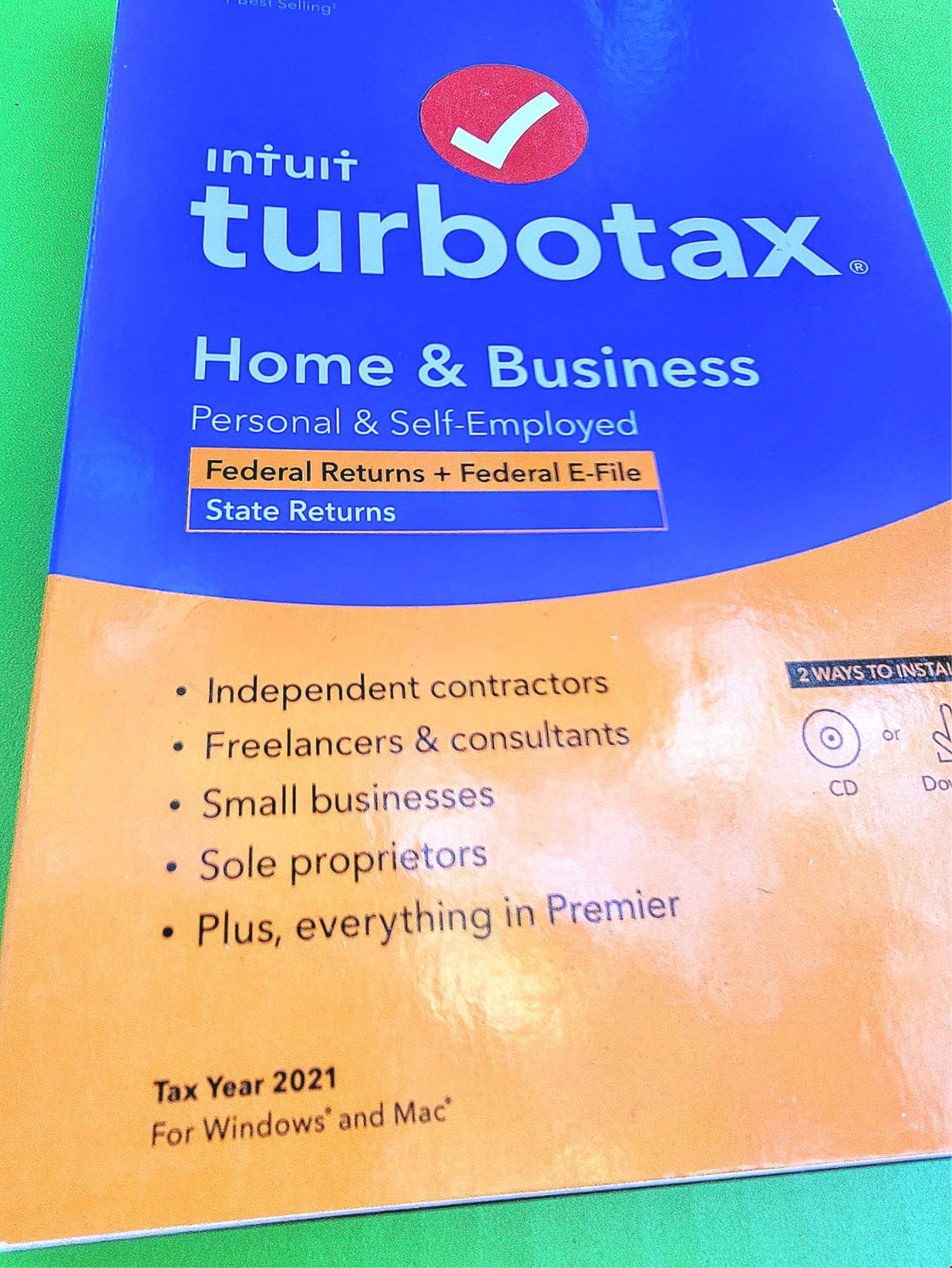 WINDOWS MAC TURBOTAX HOME BUSINESS TAX YEAR 2021 FEDERAL RETURNS E-FILE STATE