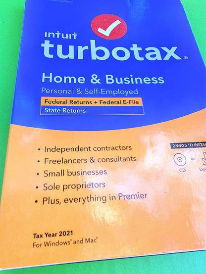 WINDOWS MAC TURBOTAX HOME BUSINESS TAX YEAR 2021 FEDERAL RETURNS E-FILE STATE