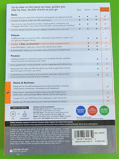 WINDOWS MAC TURBOTAX HOME BUSINESS TAX YEAR 2021 FEDERAL RETURNS E-FILE STATE