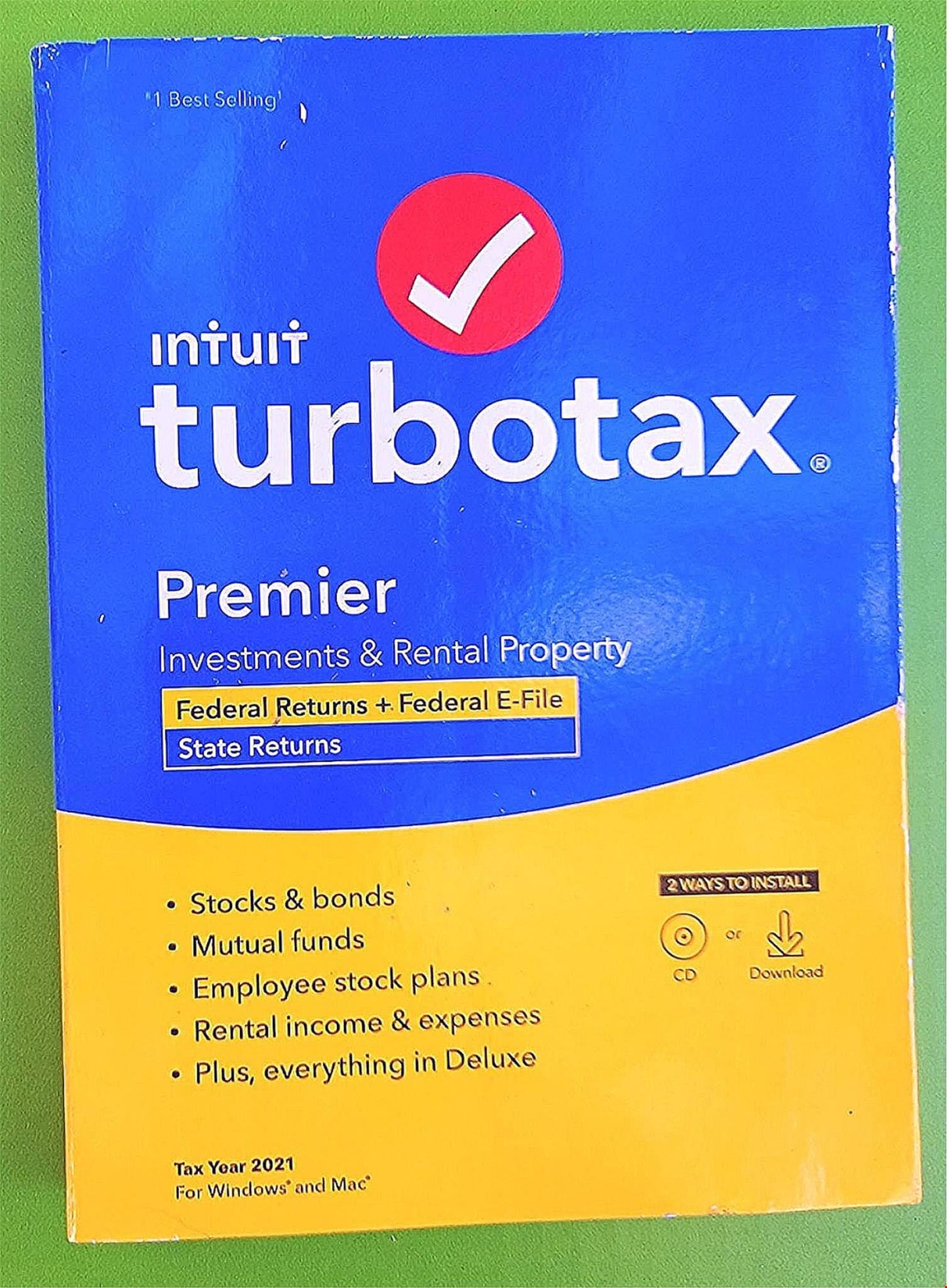 WINDOWS MAC TURBOTAX PREMIER TAX YEAR 2021 FEDERAL RETURNS E-FILE STATE FREESHIP