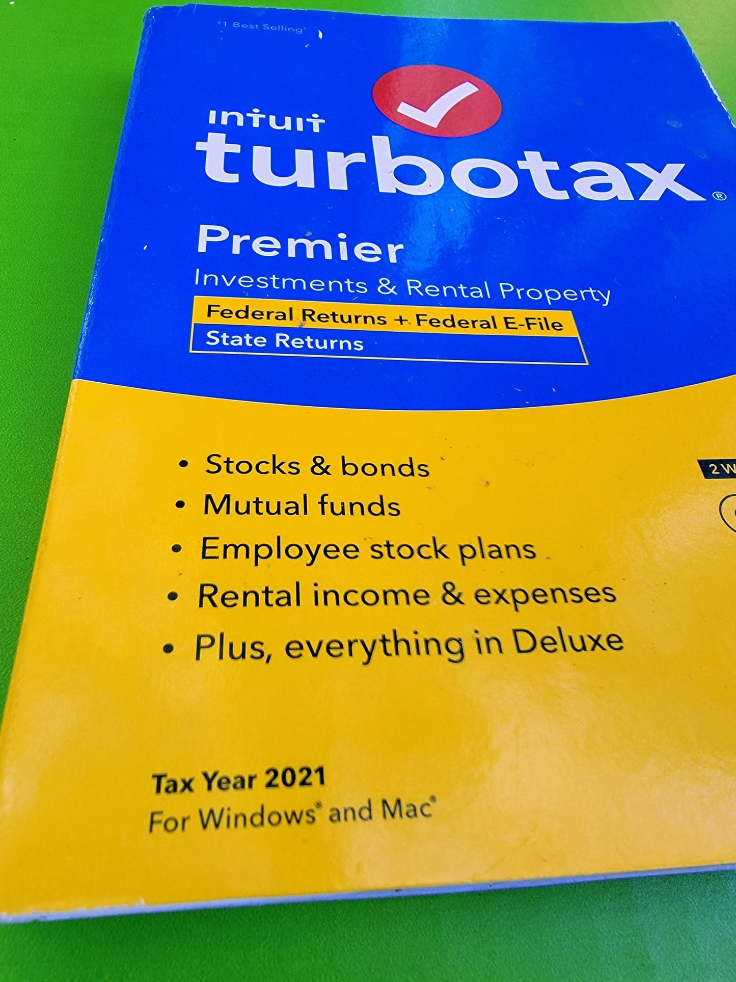 WINDOWS MAC TURBOTAX PREMIER TAX YEAR 2021 FEDERAL RETURNS E-FILE STATE FREESHIP