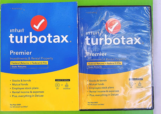 WINDOWS MAC TURBOTAX PREMIER TAX YEAR 2021 FEDERAL RETURNS E-FILE STATE FREESHIP