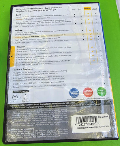 WINDOWS MAC TURBOTAX PREMIER TAX YEAR 2021 FEDERAL RETURNS E-FILE STATE FREESHIP