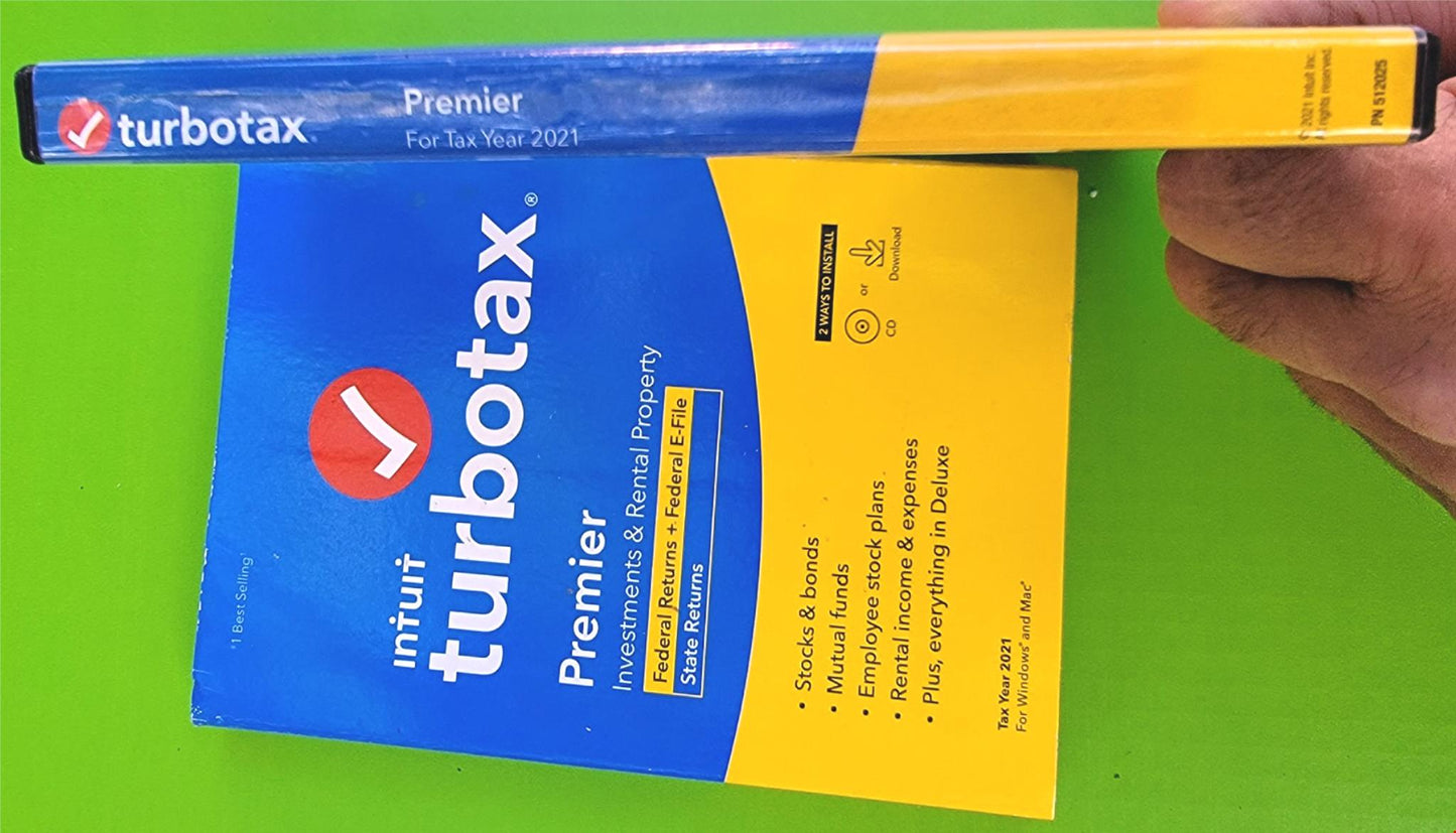 WINDOWS MAC TURBOTAX PREMIER TAX YEAR 2021 FEDERAL RETURNS E-FILE STATE FREESHIP