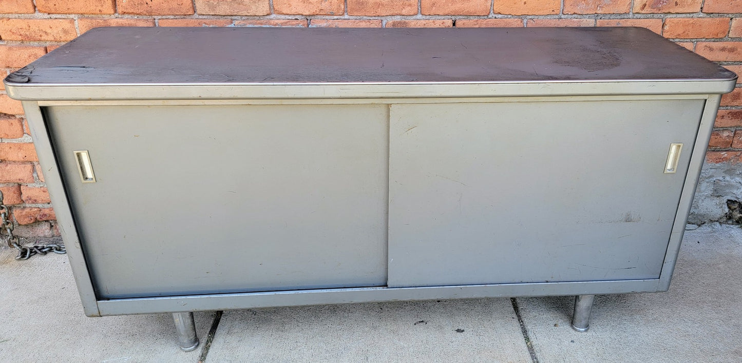 VINTAGE 1950's STEELCASE TANKER CREDENZA 60"x19.5"x29 RARE POINTED FEET FREESHIP