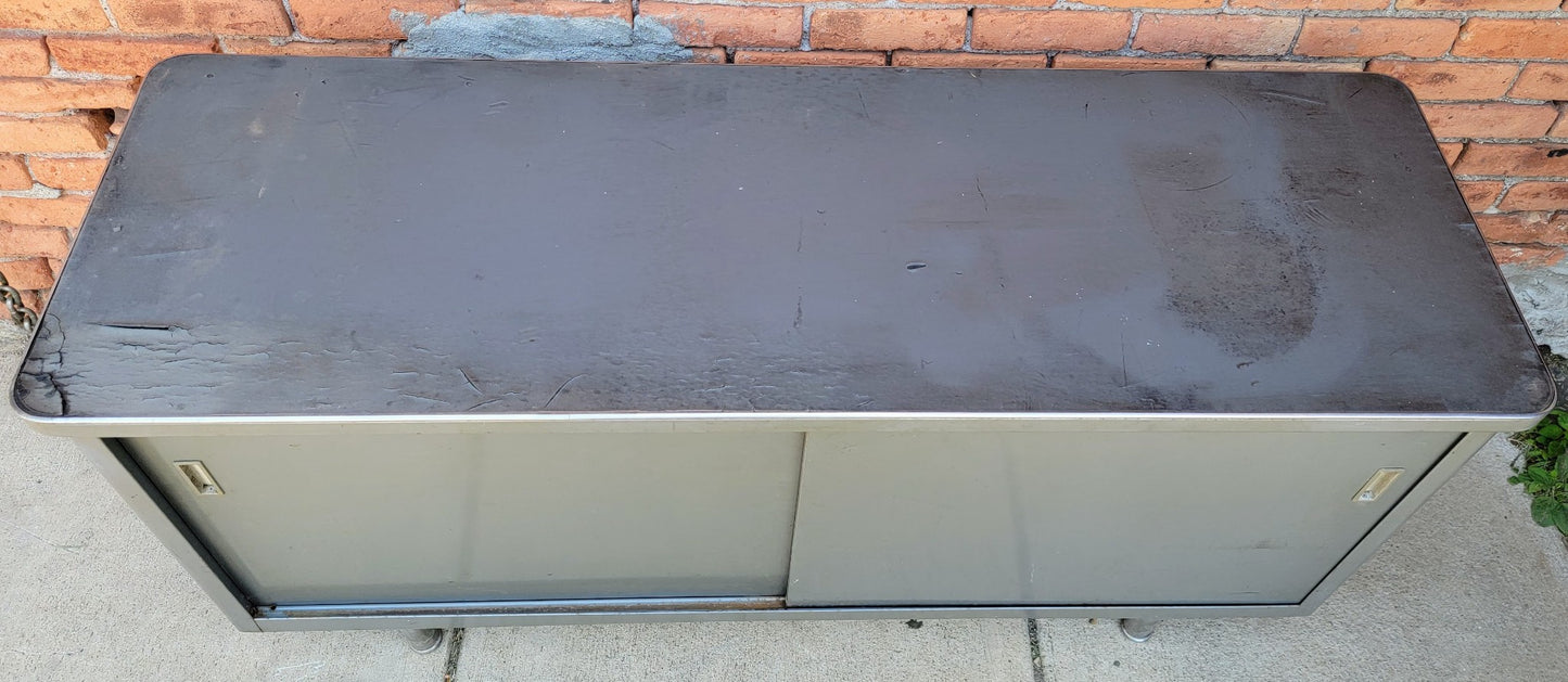 VINTAGE 1950's STEELCASE TANKER CREDENZA 60"x19.5"x29 RARE POINTED FEET FREESHIP