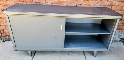 VINTAGE 1950's STEELCASE TANKER CREDENZA 60"x19.5"x29 RARE POINTED FEET FREESHIP