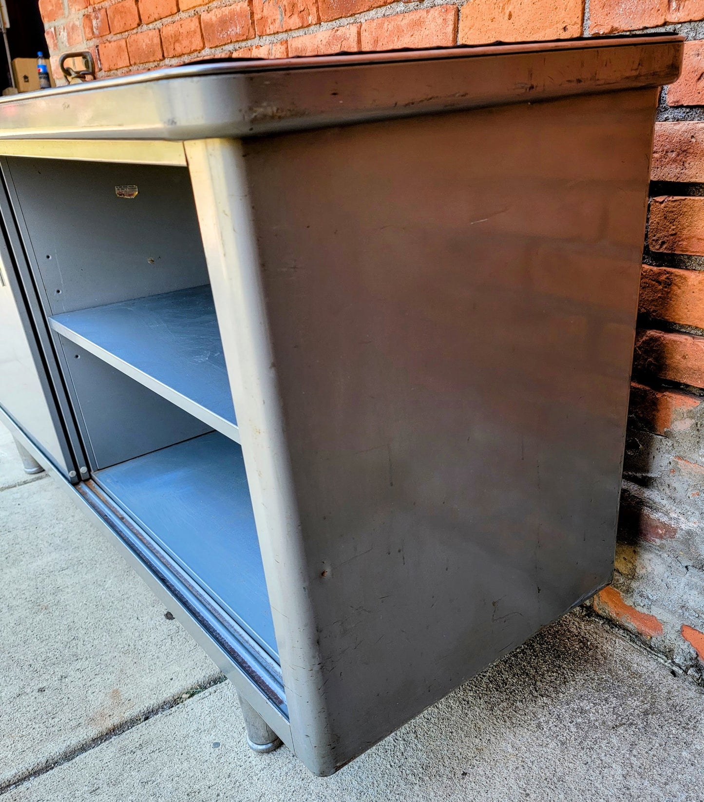 VINTAGE 1950's STEELCASE TANKER CREDENZA 60"x19.5"x29 RARE POINTED FEET FREESHIP