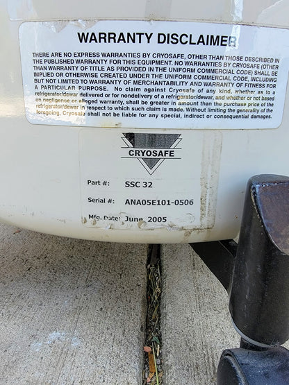 CRYOSAFE SSC32 CRYOGENIC TANK 9 WAND CANE STRAW CANISTER SAMPLE STORAGE FREESHIP