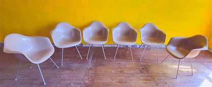6 1980's VINTAGE CHARLES EAMES HERMAN MILLER FIBERGLASS SHELL ARMCHAIRS FREESHIP