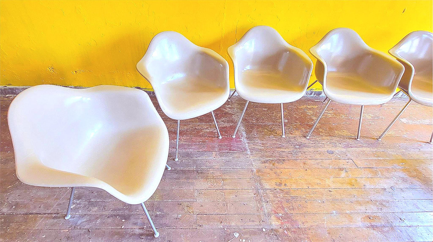 6 1980's VINTAGE CHARLES EAMES HERMAN MILLER FIBERGLASS SHELL ARMCHAIRS FREESHIP
