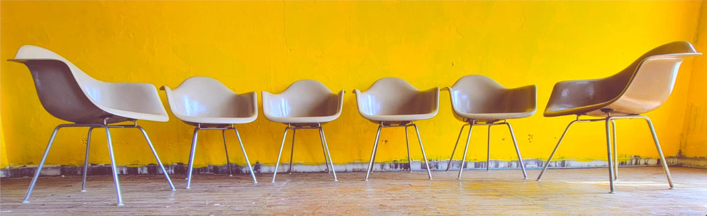 6 1980's VINTAGE CHARLES EAMES HERMAN MILLER FIBERGLASS SHELL ARMCHAIRS FREESHIP