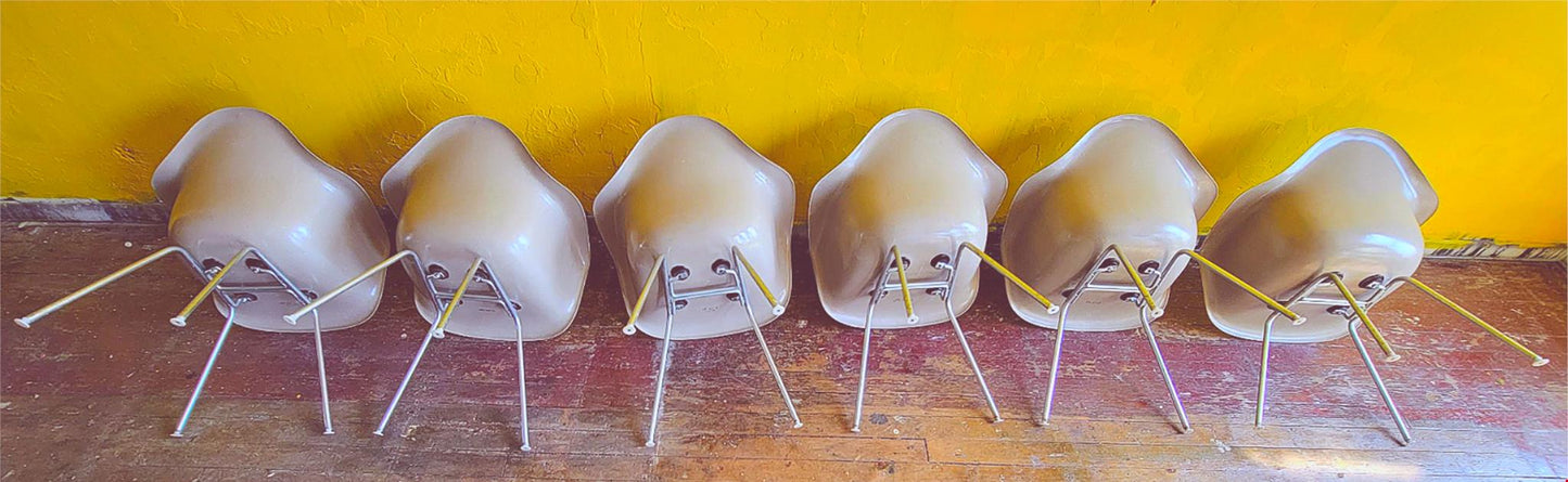 6 1980's VINTAGE CHARLES EAMES HERMAN MILLER FIBERGLASS SHELL ARMCHAIRS FREESHIP