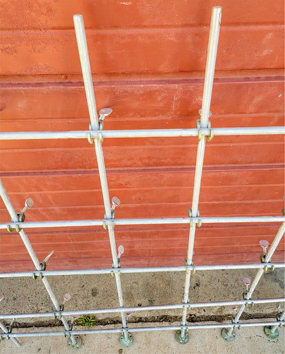 43 FISHER LABORATORY FRAME NICKEL PLATED ZINC HOOK CONNECTORS & 14 ALUMINUM BARS