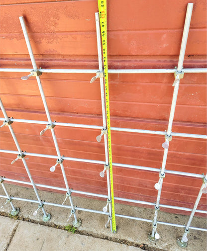 43 FISHER LABORATORY FRAME NICKEL PLATED ZINC HOOK CONNECTORS & 14 ALUMINUM BARS