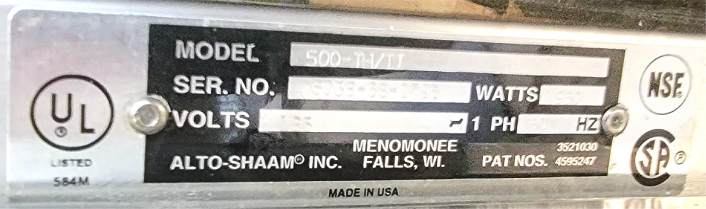 ALTO-SHAAM 500-TH/II UNDERCOUNTER COOK & HOLD OVEN w/ CLASSIC CONTROLS FREE SHIP