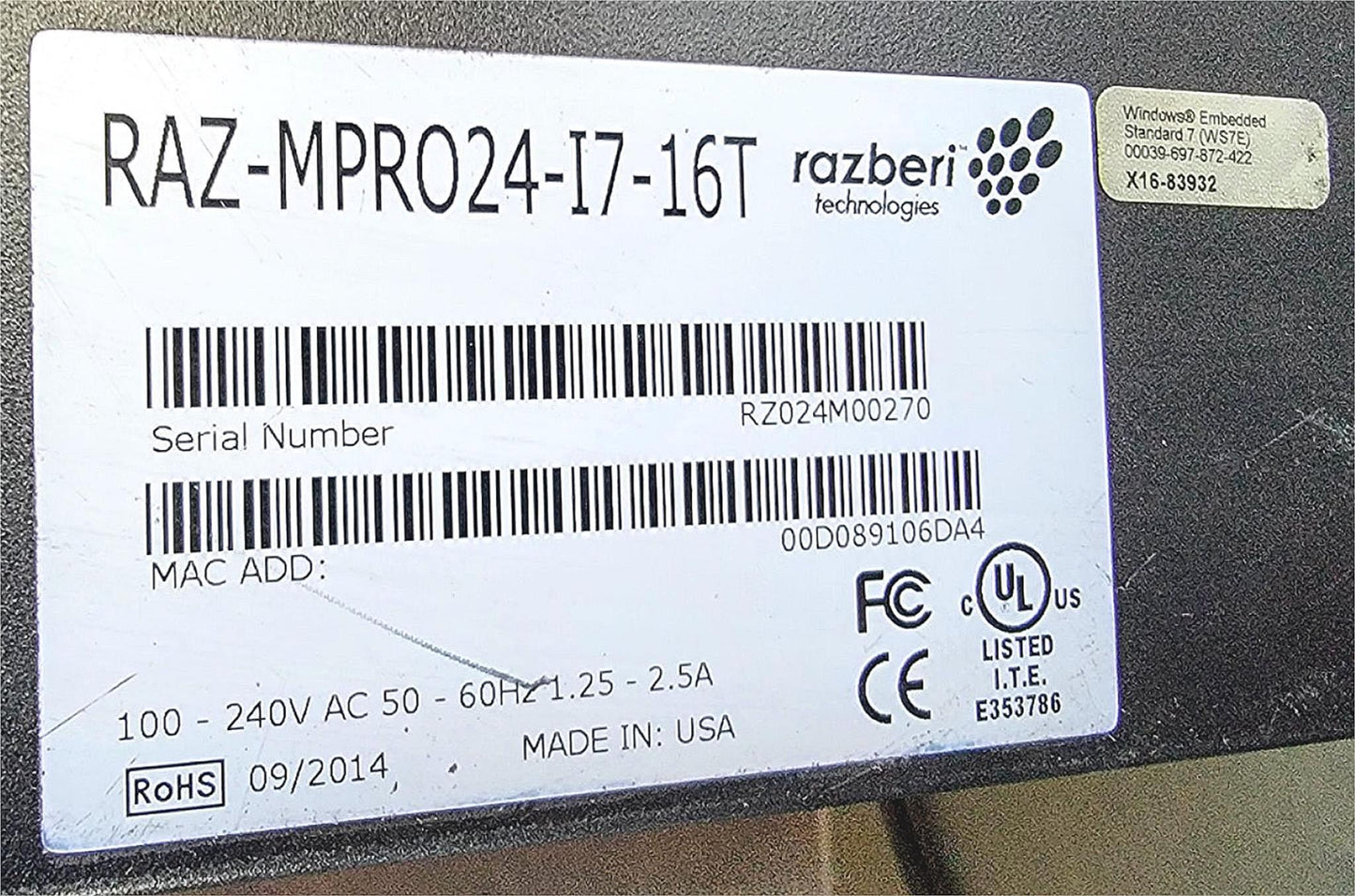 RAZBERI MP RAZ-MPRO24-i7-16T 24PORT SERVER SWITCH™ NVR  90DAYWARRANTY WATCHVIDEO