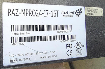 RAZBERI MP RAZ-MPRO24-i7-16T 24PORT SERVER SWITCH™ NVR  90DAYWARRANTY WATCHVIDEO