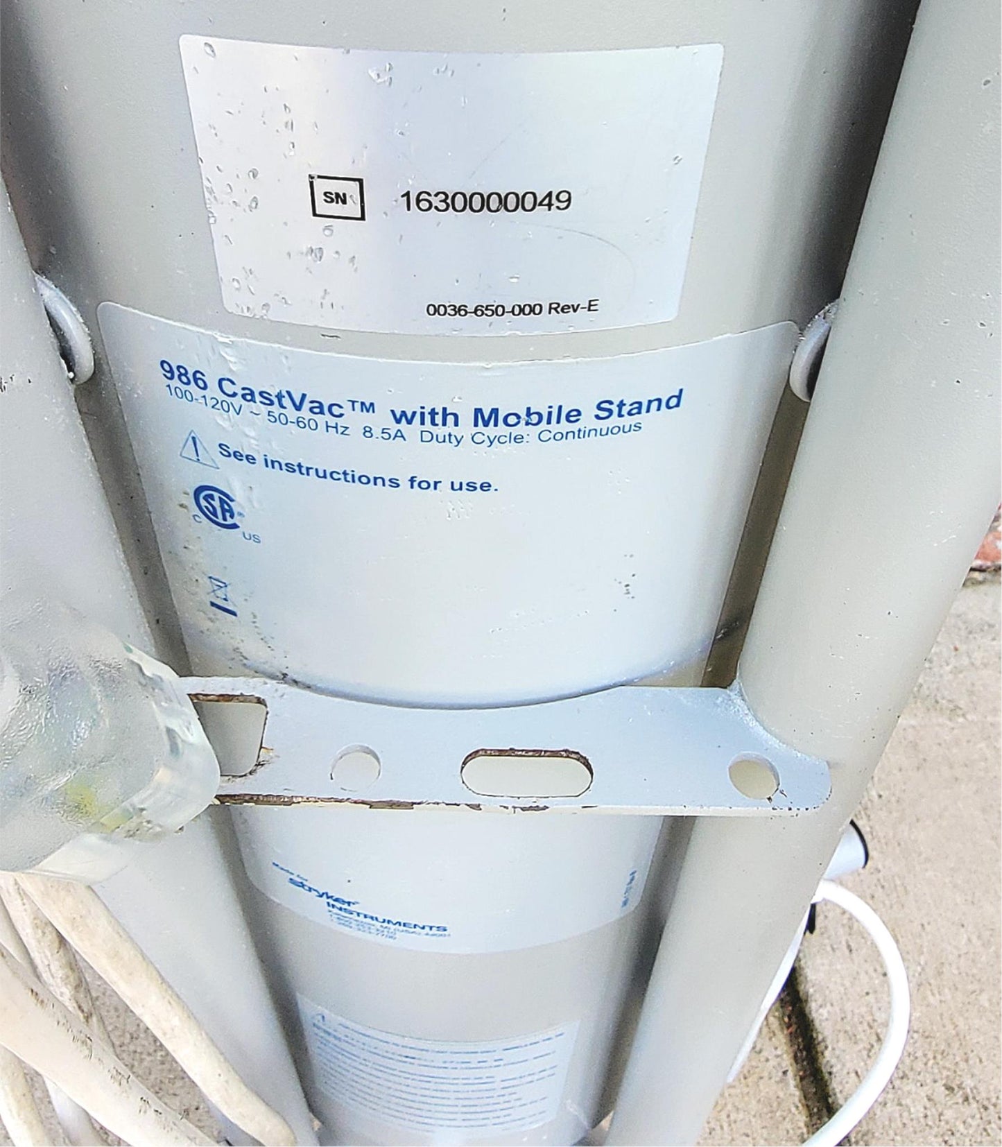 STRYKER 986 CASTVAC with MOBILE STAND CAST SAW VACUUM WATCH-VIDEO FREE-SHIPPING