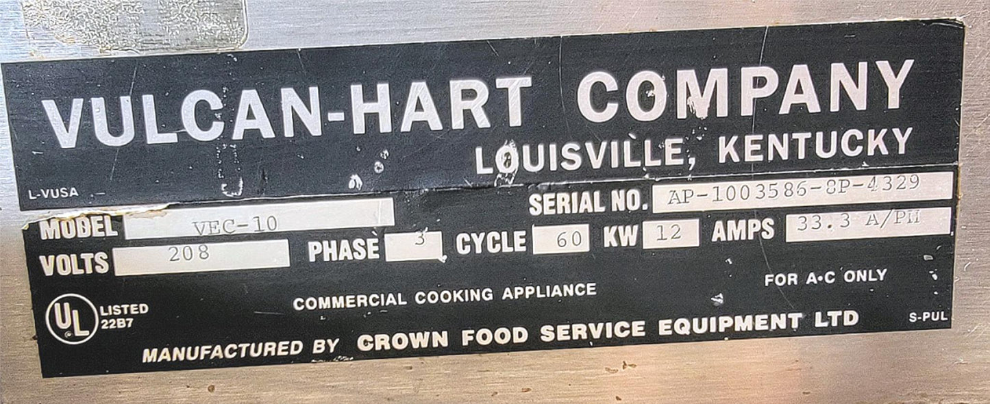 VULCAN-HART VEC-10 ELECTRIC 3-PHASE 10 GALLON KETTLE  with MANUAL FREE SHIP