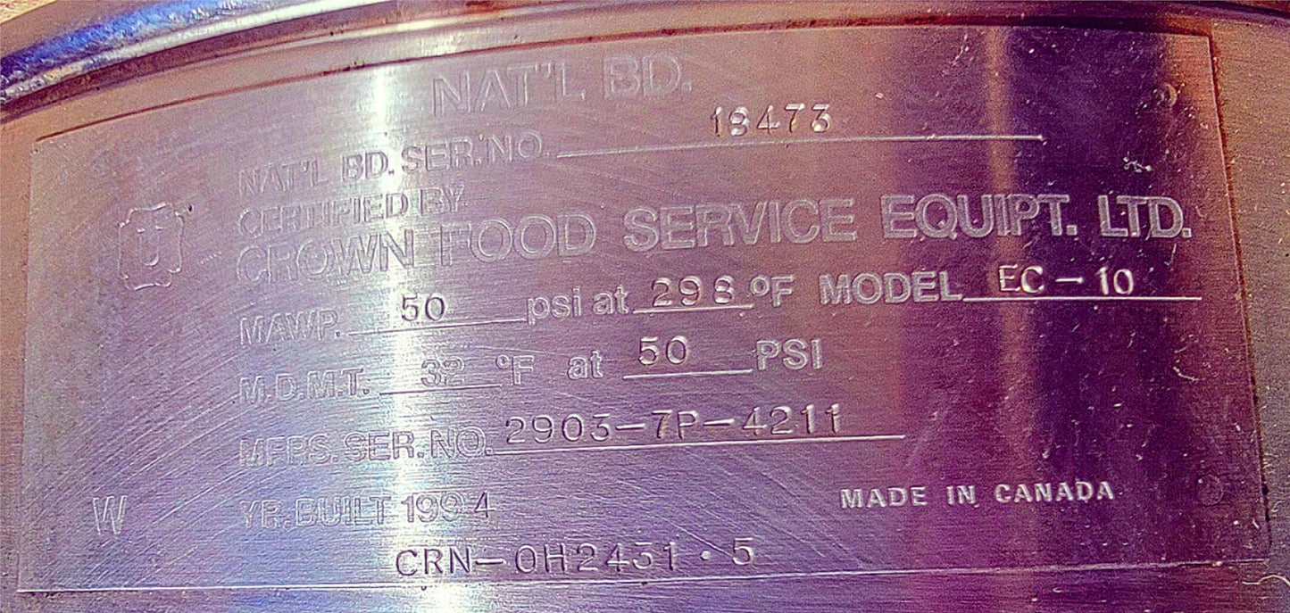 VULCAN-HART VEC-10 ELECTRIC 3-PHASE 10 GALLON KETTLE  with MANUAL FREE SHIP