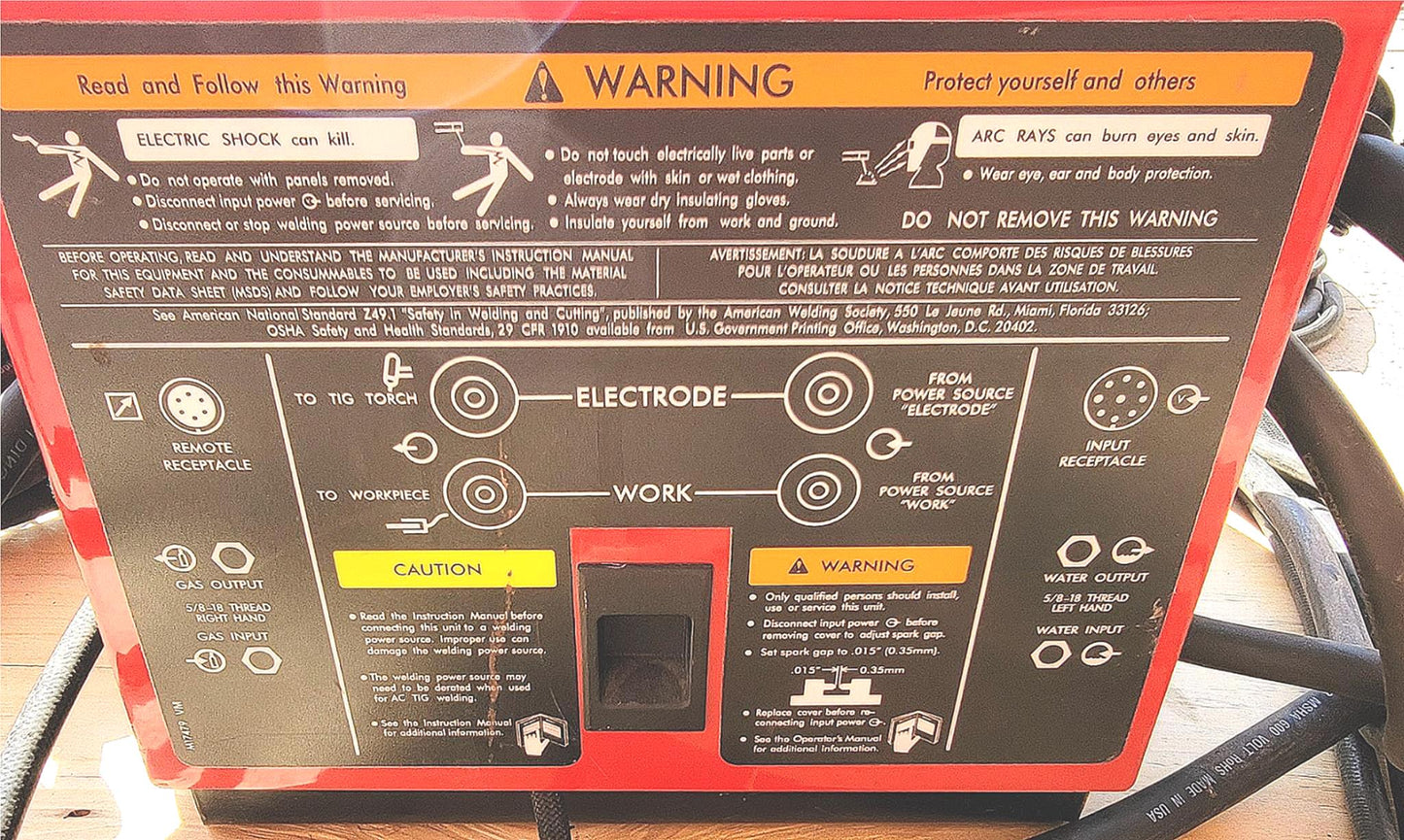 LINCOLN ELECTRIC K930-2 TIG MODULE w CABLES & WELDCRAFT TORCH WARRANTY FREE SHIP