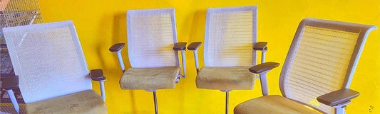 SET of FOUR STEELCASE CONTEMPORARY THINK SWIVEL OFFICE DRAFTING STOOLs FREE SHIP