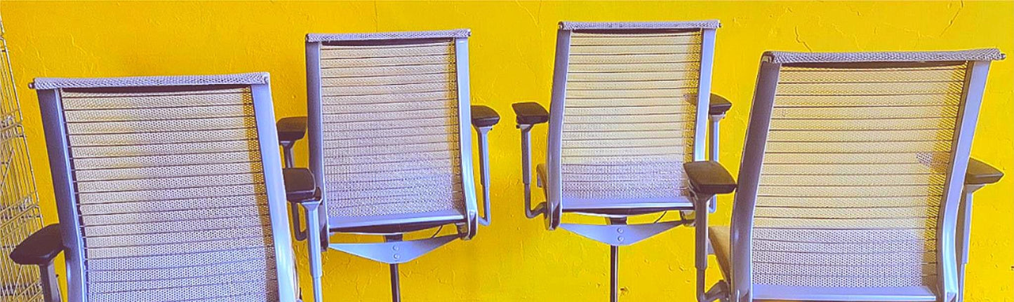 SET of FOUR STEELCASE CONTEMPORARY THINK SWIVEL OFFICE DRAFTING STOOLs FREE SHIP