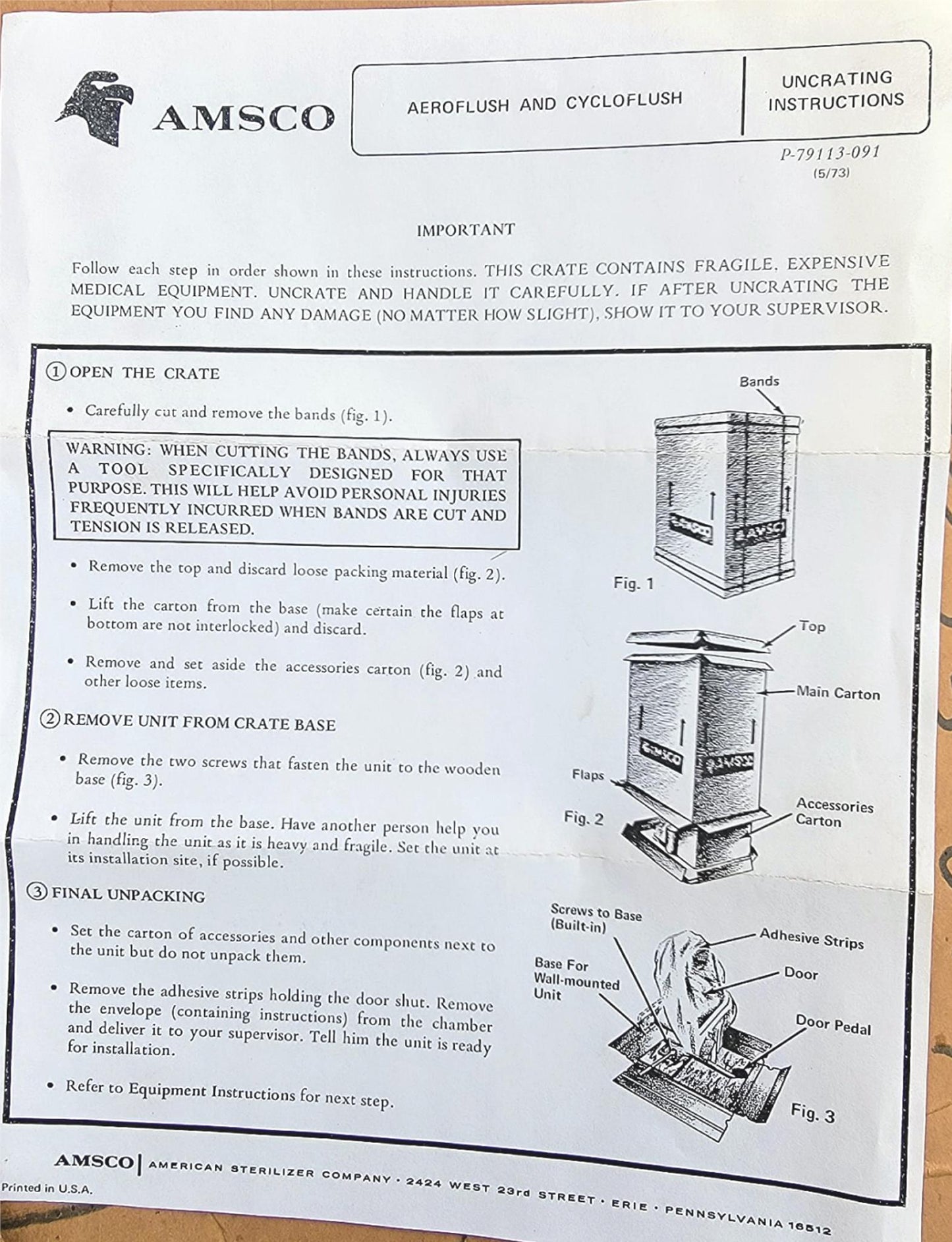 BRAND NEW STERIS VINTAGE AMSCO CYCLO-FLUSH BEDPAN STERILIZER B4825-007 FREE SHIP