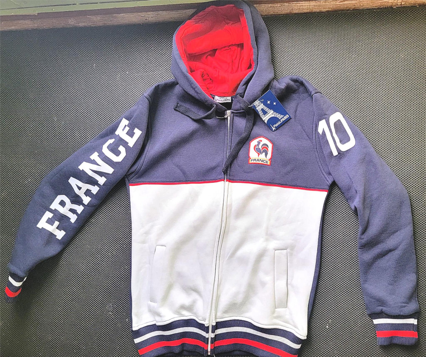 UNISEX PLAISIR COLLECTION FRANCE SOCCER 10 MBAPPE COLLAR HOODIE SWEATER FREESHIP
