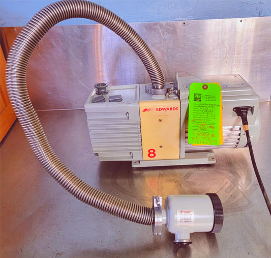 100% EDWARDS RV8 VACUUM PUMP with FL20K FORELINE TRAP 90-DAYWARRANTY WATCH VIDEO