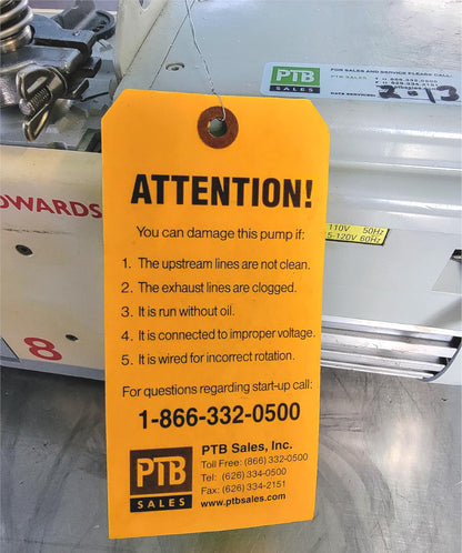 100% EDWARDS RV8 VACUUM PUMP with FL20K FORELINE TRAP 90-DAYWARRANTY WATCH VIDEO