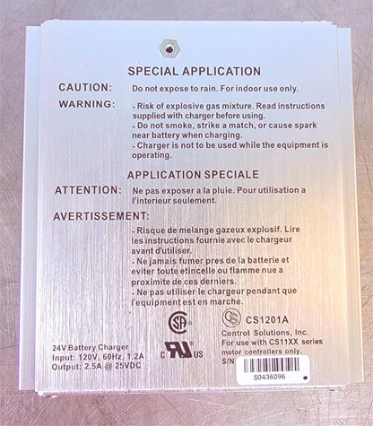 CONTROL SOLUTIONS CS1201A 24V BATTERY CHARGER  FREE SHIP