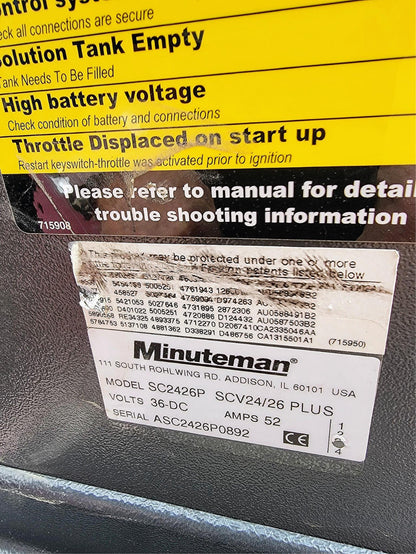 MINUTEMAN SCV 24/26P RIDE ON SCRUBBER LOWHOURS 90DAYWARRANTY WATCHVIDEO FREESHIP