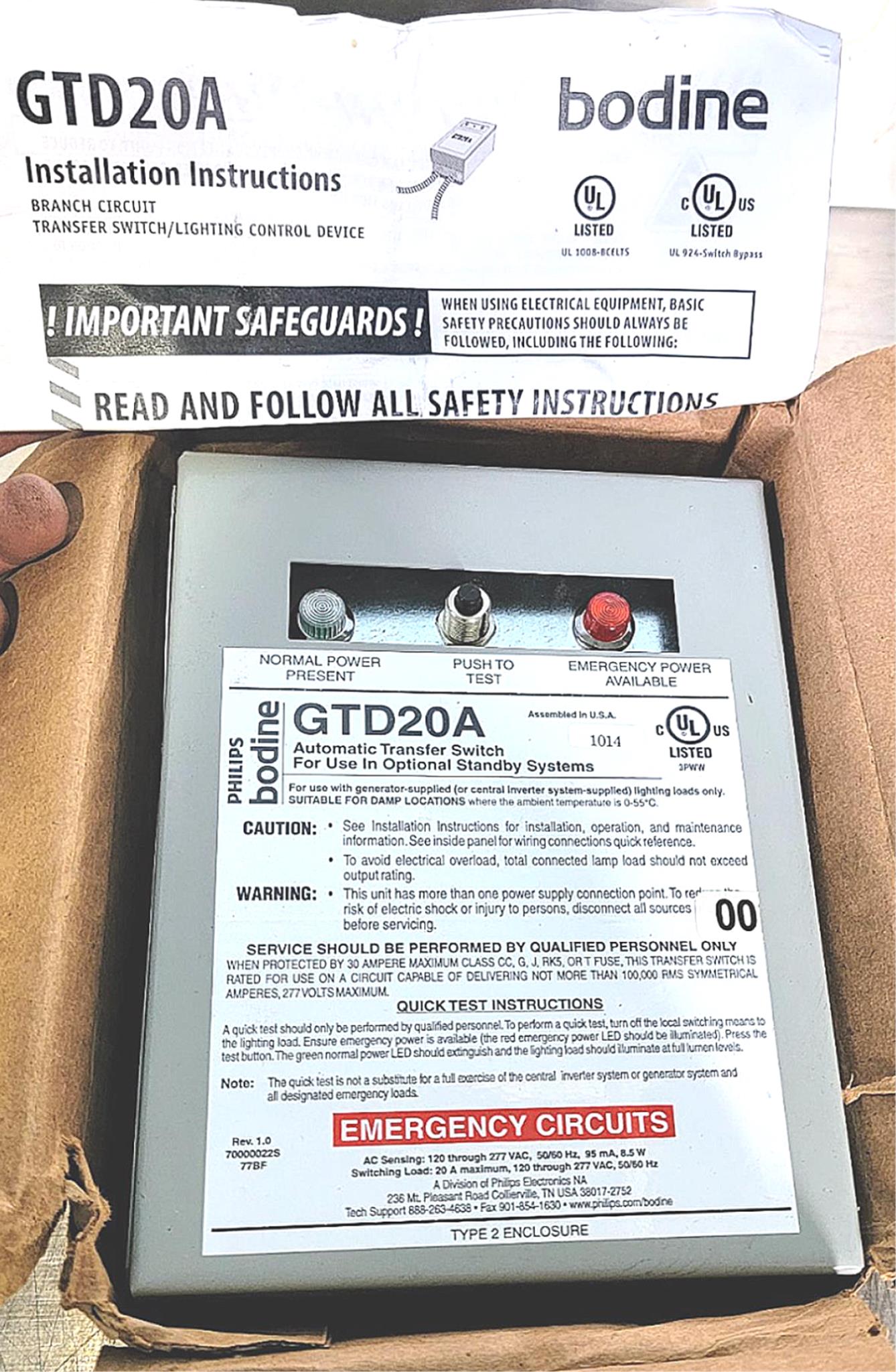 PHILIPS BODINE GTD20A 90DAYWARRANTY FREESHIP