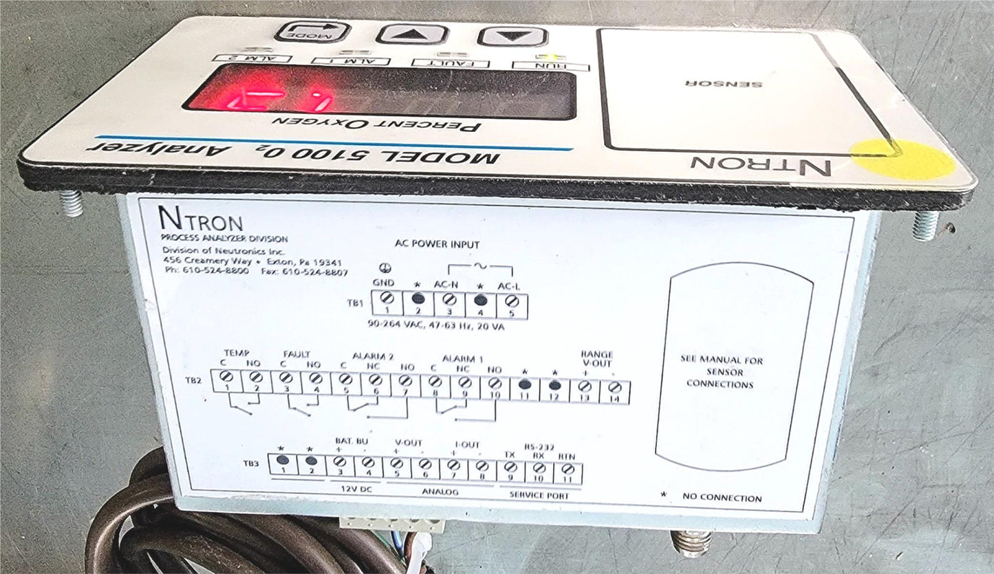 90-DAYWARRANTY NTRON 5100B-N1 0 to 100% OXYGEN GAS ANALYZER NEUTRONICS FREE SHIP