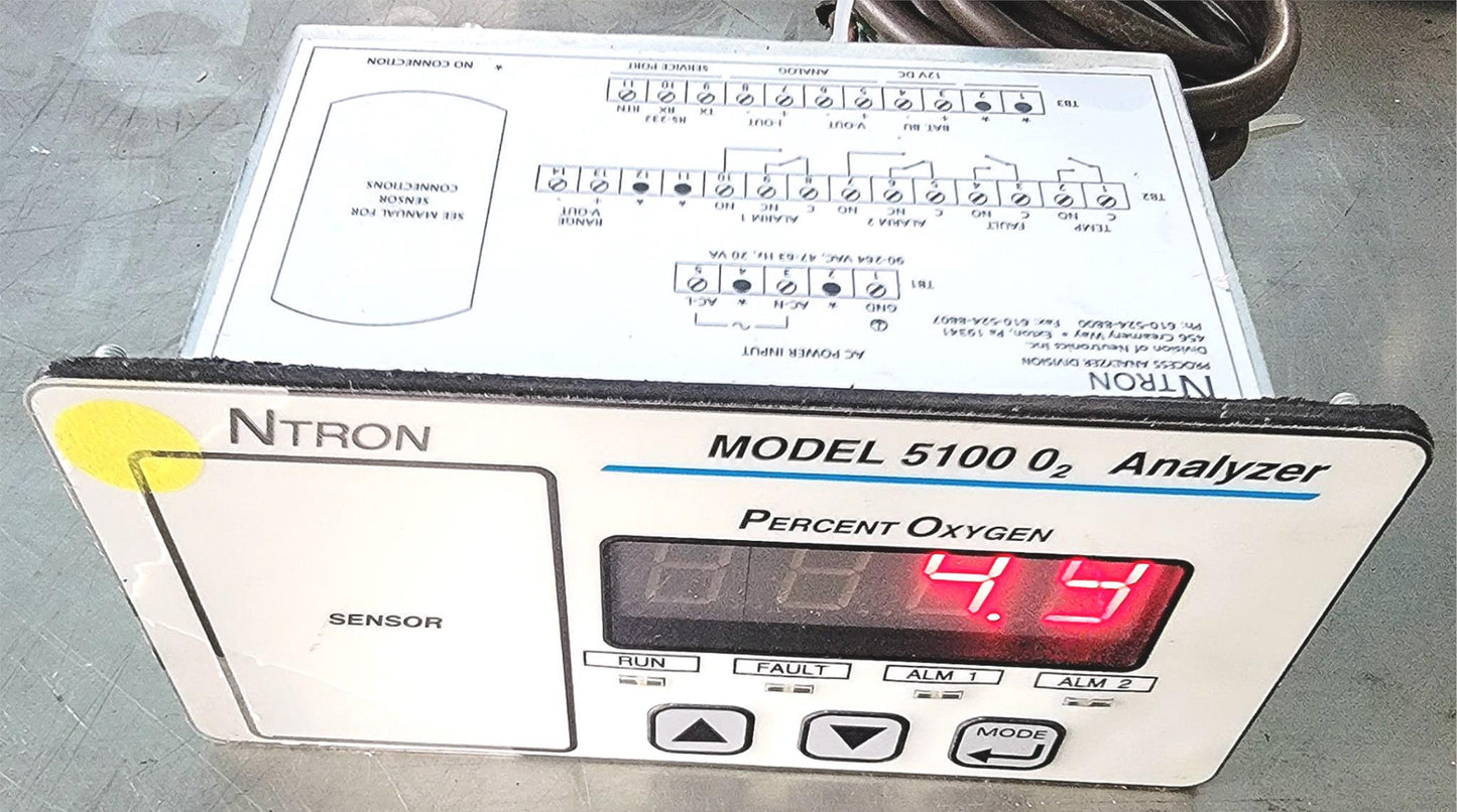 90-DAYWARRANTY NTRON 5100B-N1 0 to 100% OXYGEN GAS ANALYZER NEUTRONICS FREE SHIP