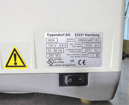 EPPENDORF 5424 CENTRIFUGE & AEROSOL-TIGHT FA-45-24-11 ROTOR & MANUAL WATCH VIDEO