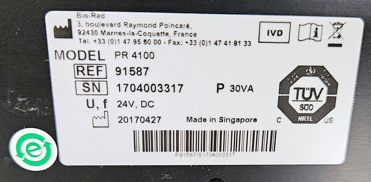 UNTESTED* BIO-RAD PR 4100 ABSORBANCE MICROPLATE READER with POWER CORD FREE SHIP