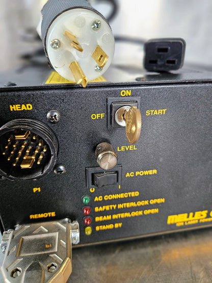 MELLES GRIOT 176B-240B ION LASER HEAD POWER SUPPLY With KEY POWER CABLE FREESHIP