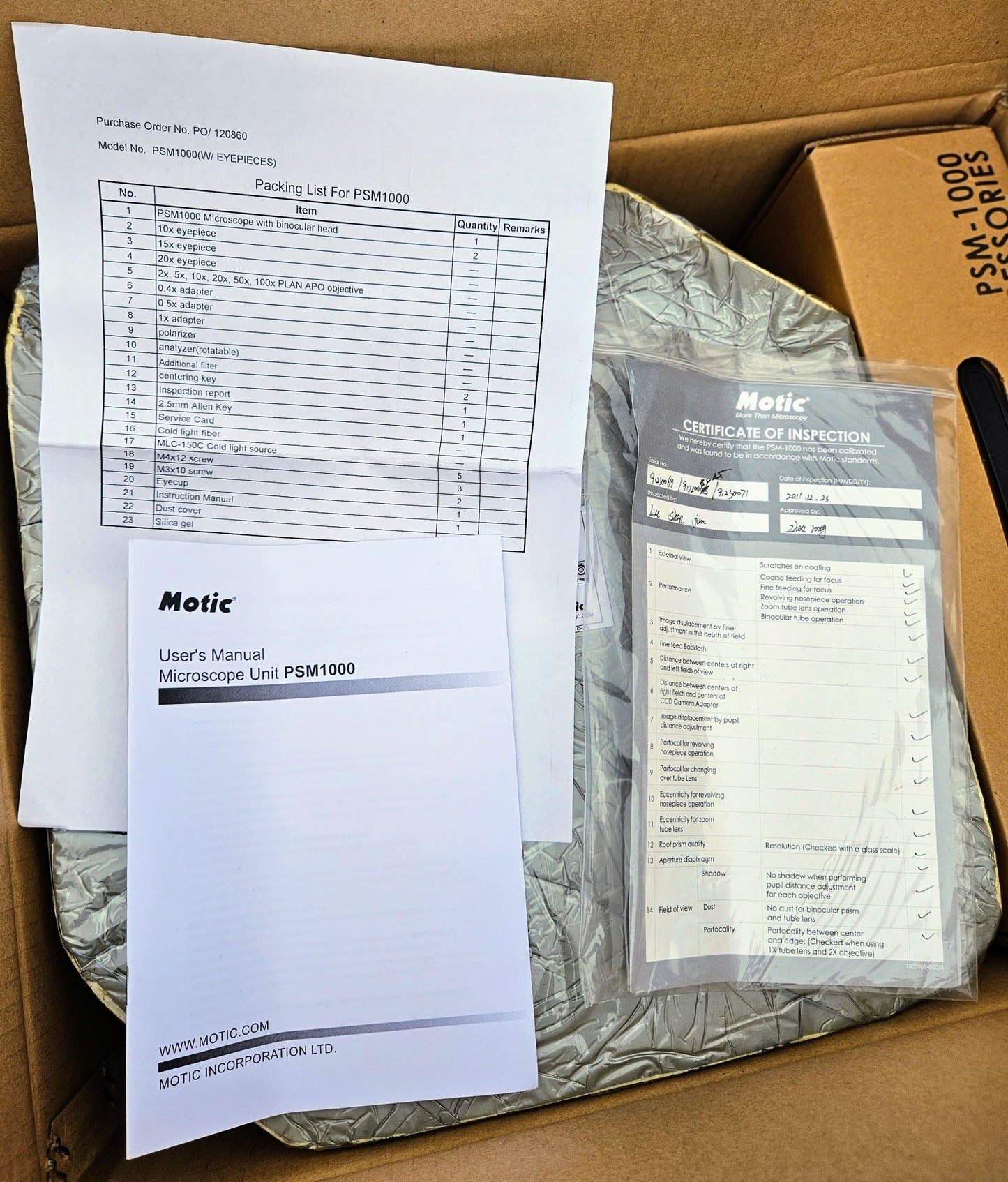 B/NEW MOTIC PSM-1000 TRINOCULAR MLC-150 PLAN APO ELWD 5x10x20x50xOBJE MICROSCOPE