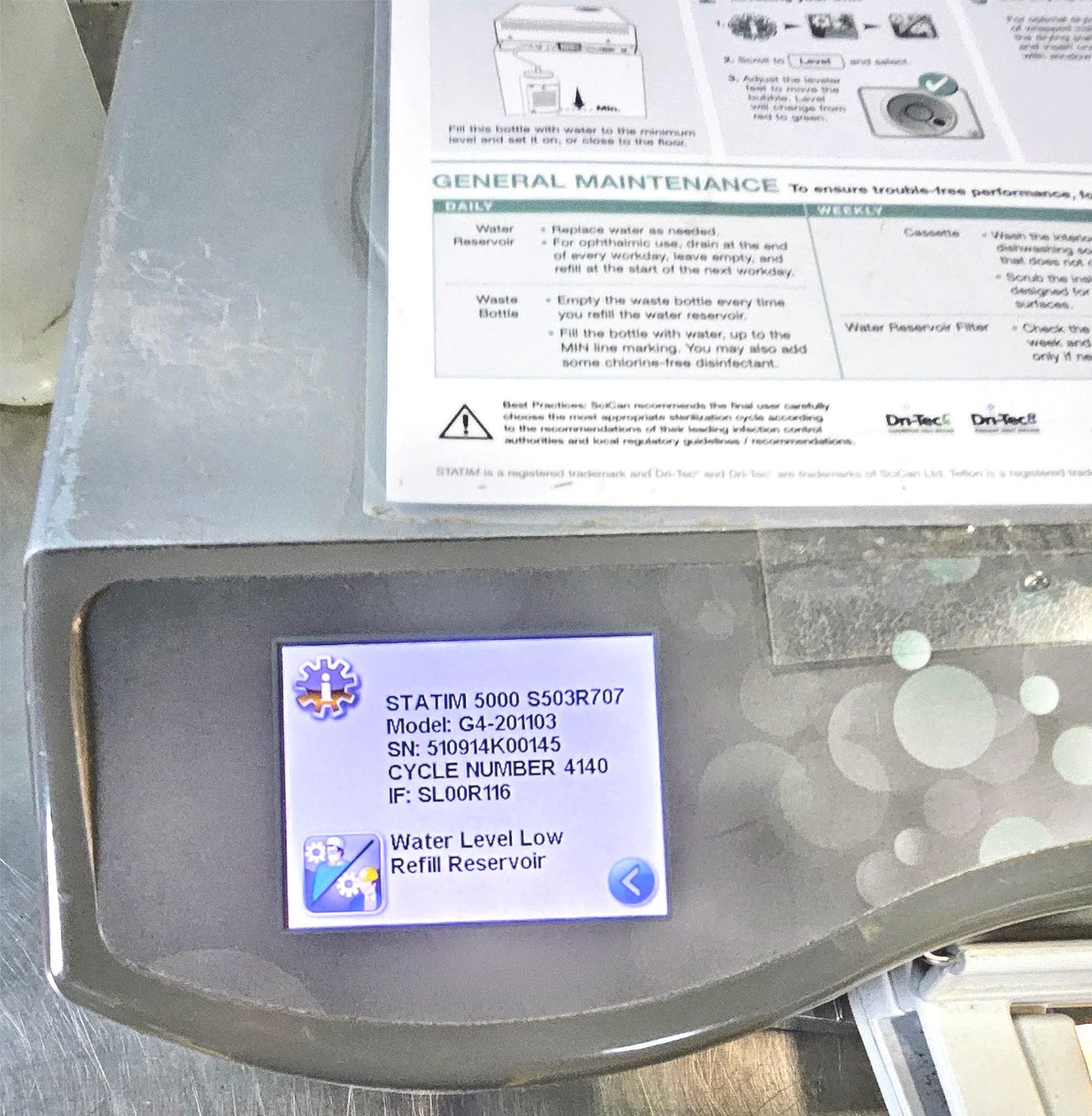 FOR PARTS SciCan STATIM 5000 STERILIZER AUTOCLAVE & TRAY CARTRIDGE FREE SHIP