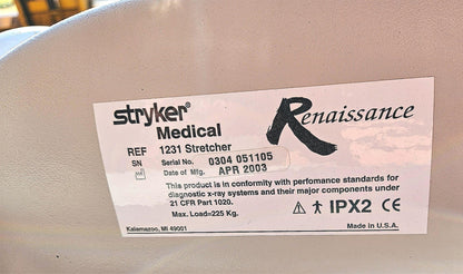 WARRANTY STRYKER® 1231 MEDICAL BED GURNEY ADJUSTABLE w/ MATTRESS FREEBUSINESSHIP