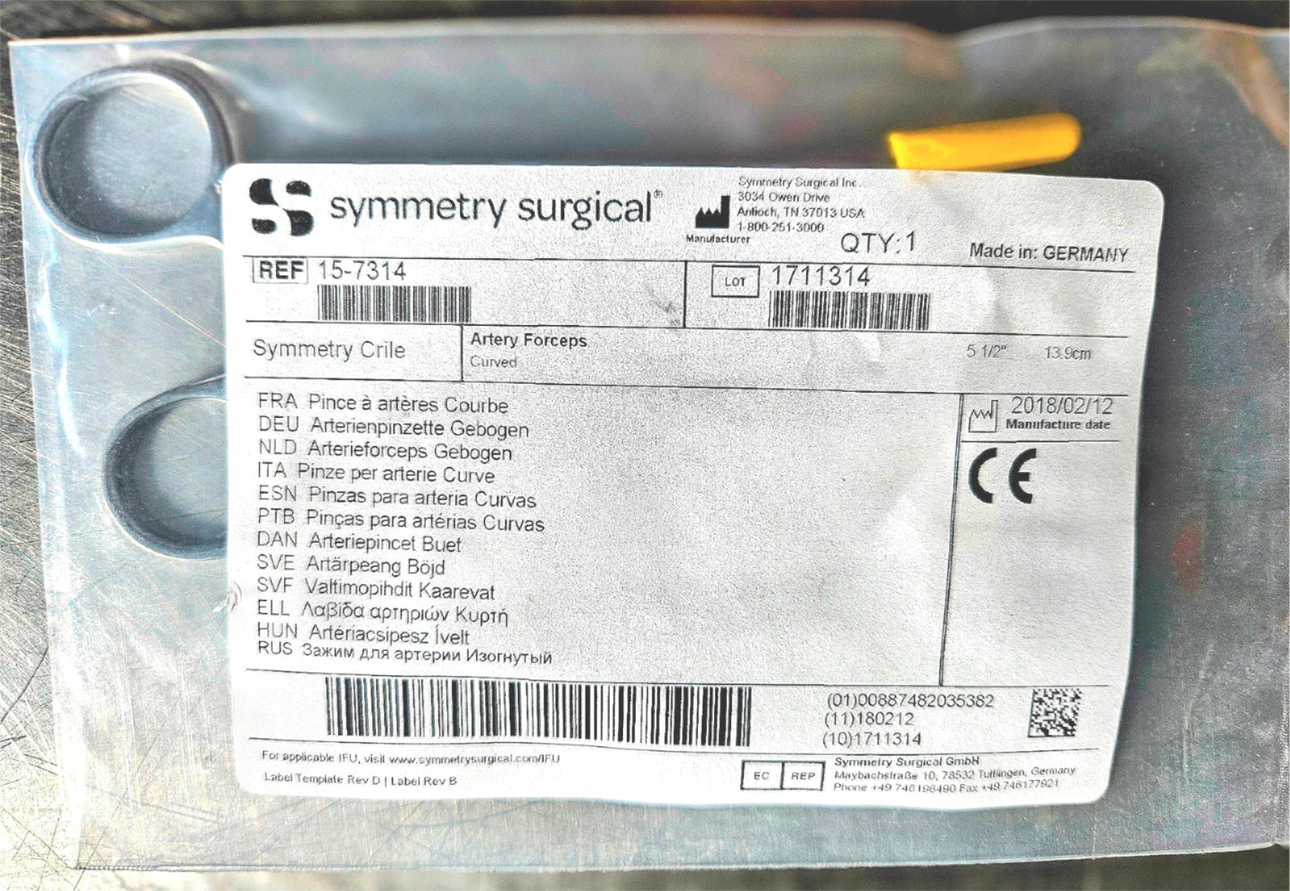 NEW LOT 3 SYMMETRY SURGICAL CRILE CURVED ARTERY FORCEPS 5 1/2" 13.9cm  FREE SHIP