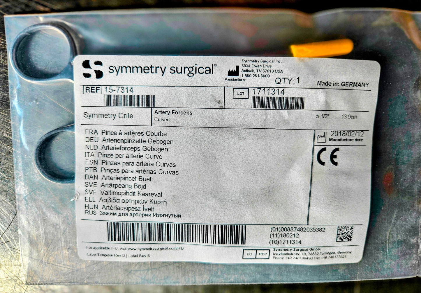 NEW LOT 3 SYMMETRY SURGICAL CRILE CURVED ARTERY FORCEPS 5 1/2" 13.9cm  FREE SHIP